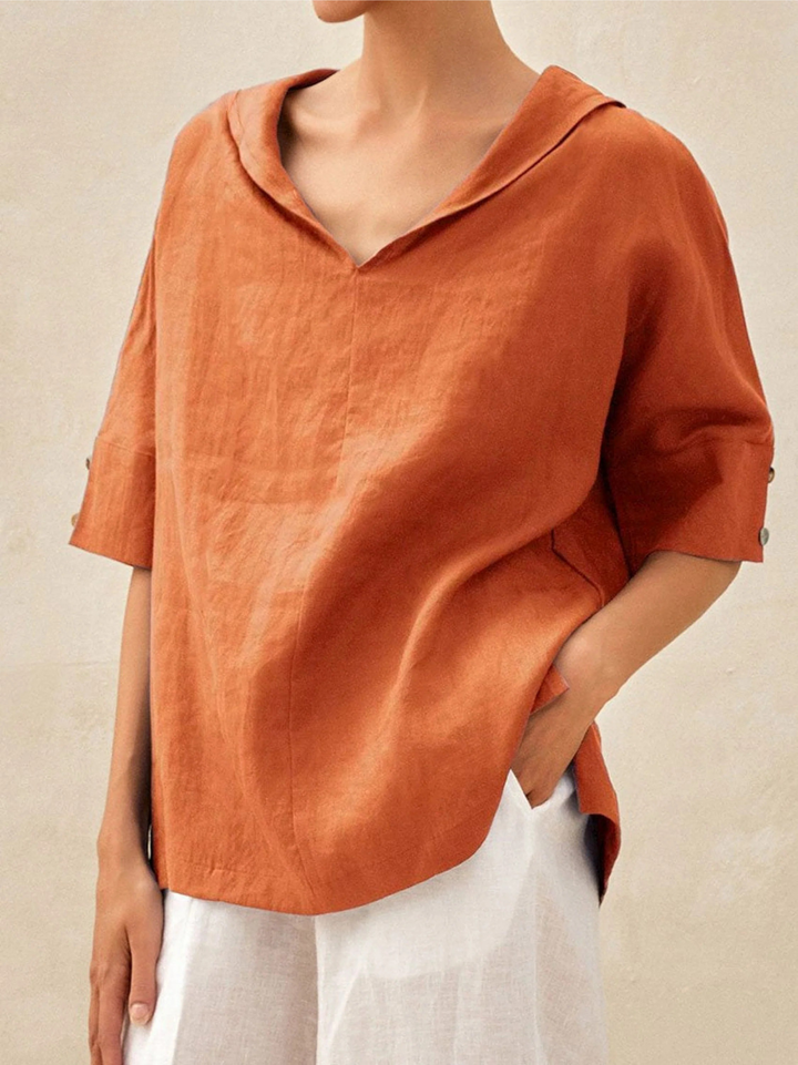 Women's Casual V-neck Linen Shirt