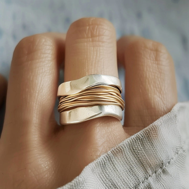 Sofia™ | Silver and Gold Wire Ring for Women