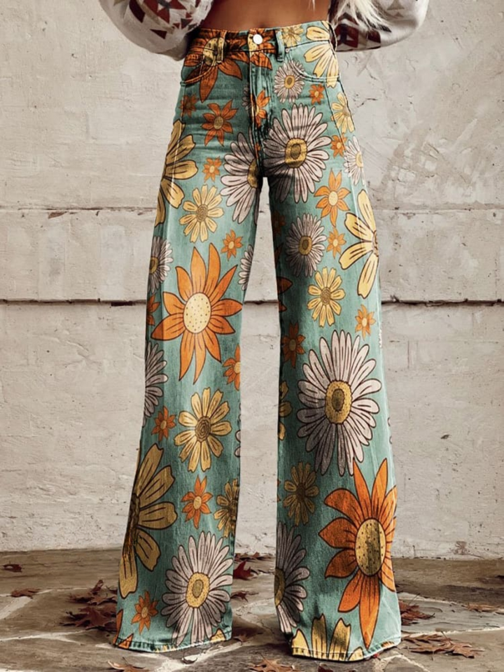 Tania | Vintage Wide Leg Floral Pants