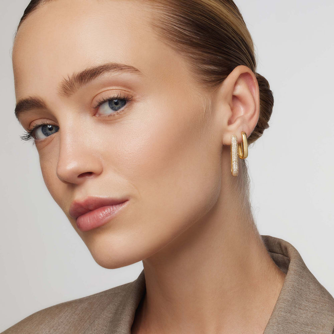Icona™ | Large Hoop Earrings with Pave in Gold