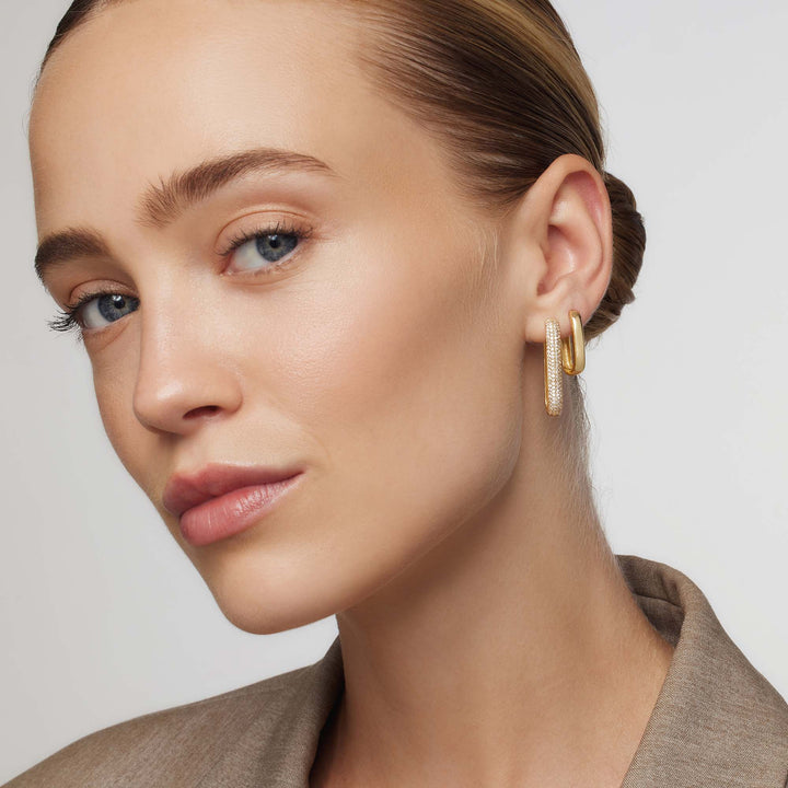 Icona™ | Large Hoop Earrings with Pave in Gold