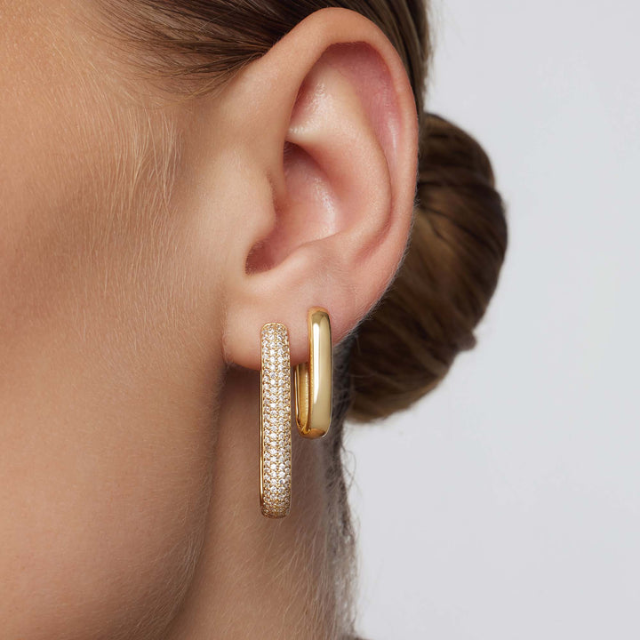 Icona™ | Large Hoop Earrings with Pave in Gold