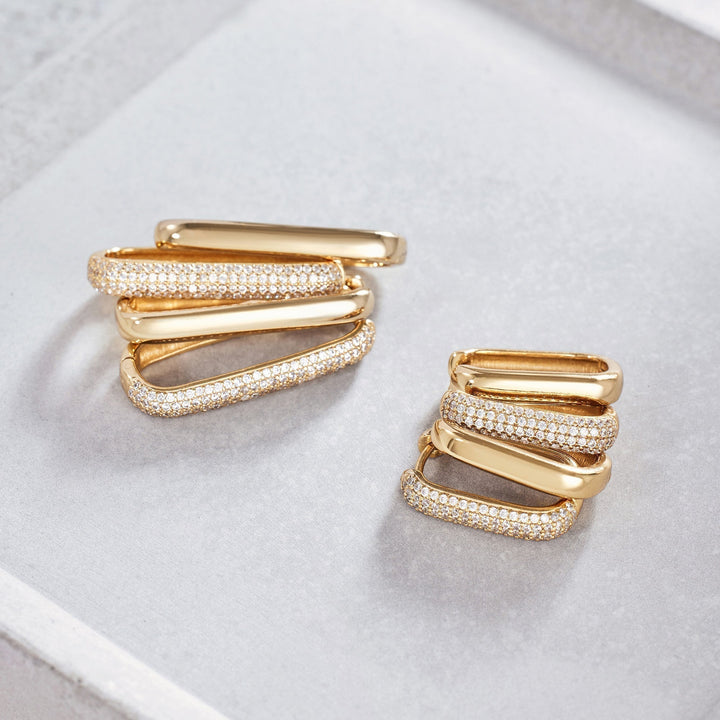 Icona™ | Large Hoop Earrings with Pave in Gold