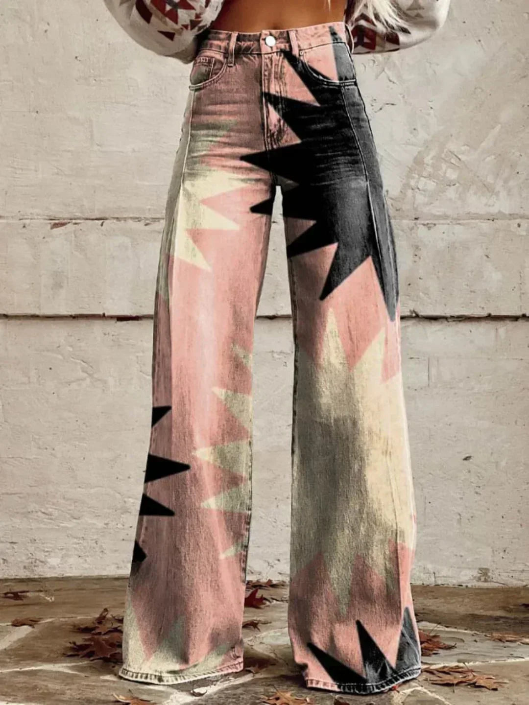 Angel | Wide Leg Pants with Geometric Design
