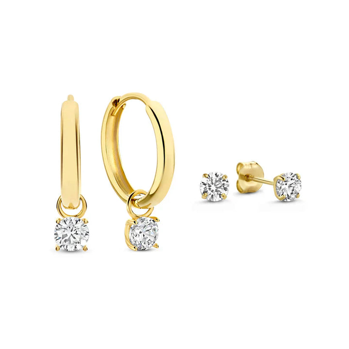 Larmes™ | Golden Stone Earrings Set