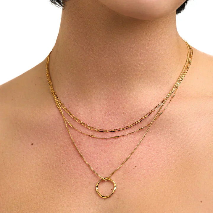 Circa™ | Three-Row Necklace with Open Circle in Gold