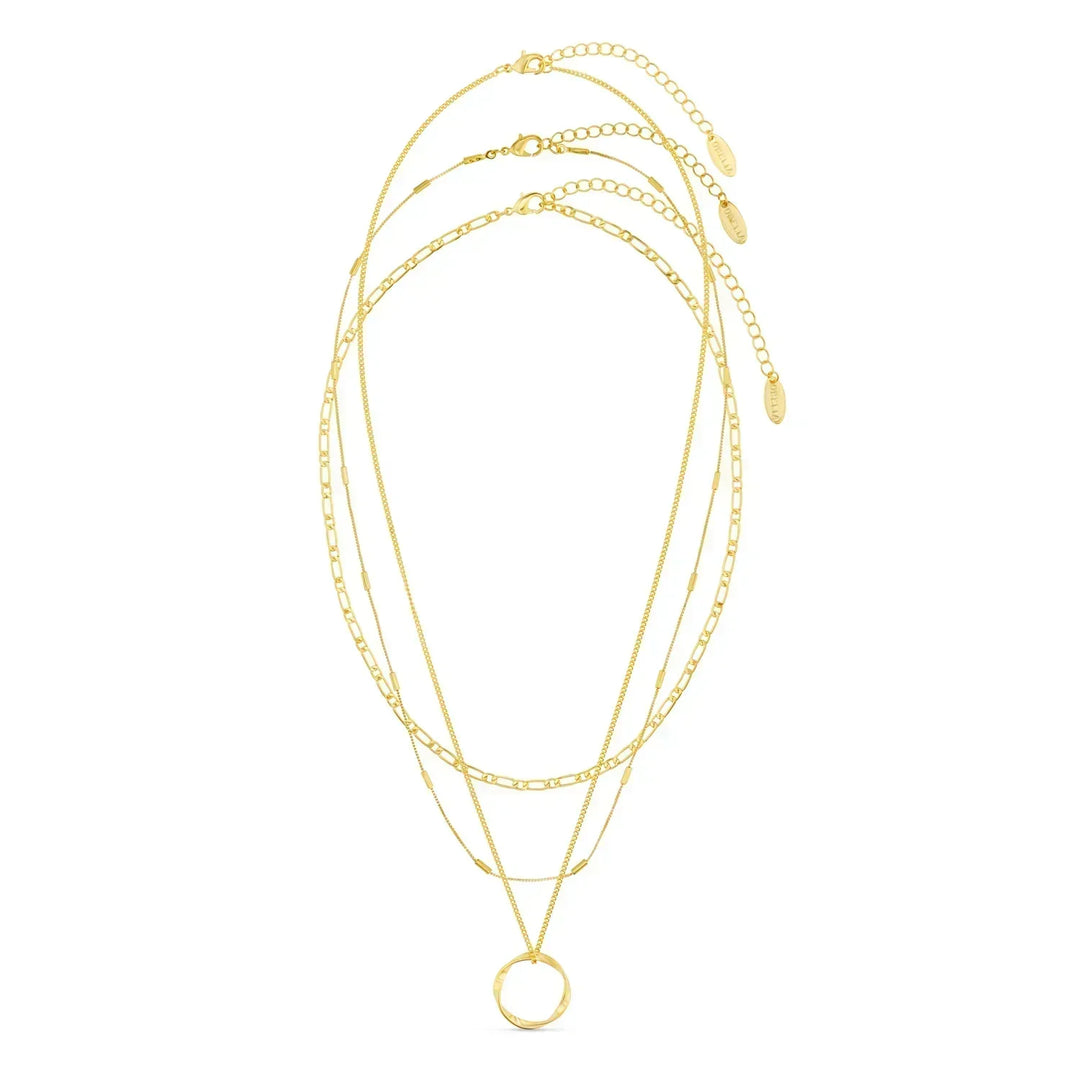 Circa™ | Three-Row Necklace with Open Circle in Gold