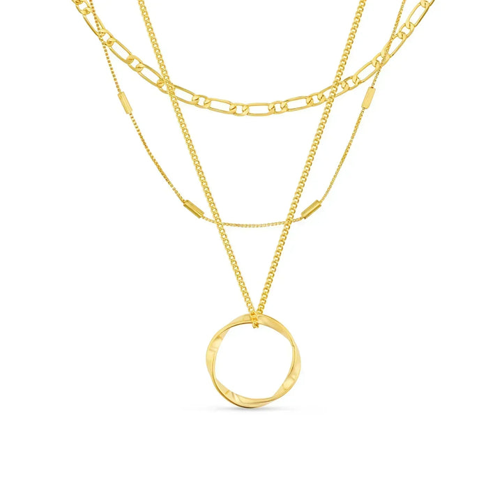 Circa™ | Three-Row Necklace with Open Circle in Gold