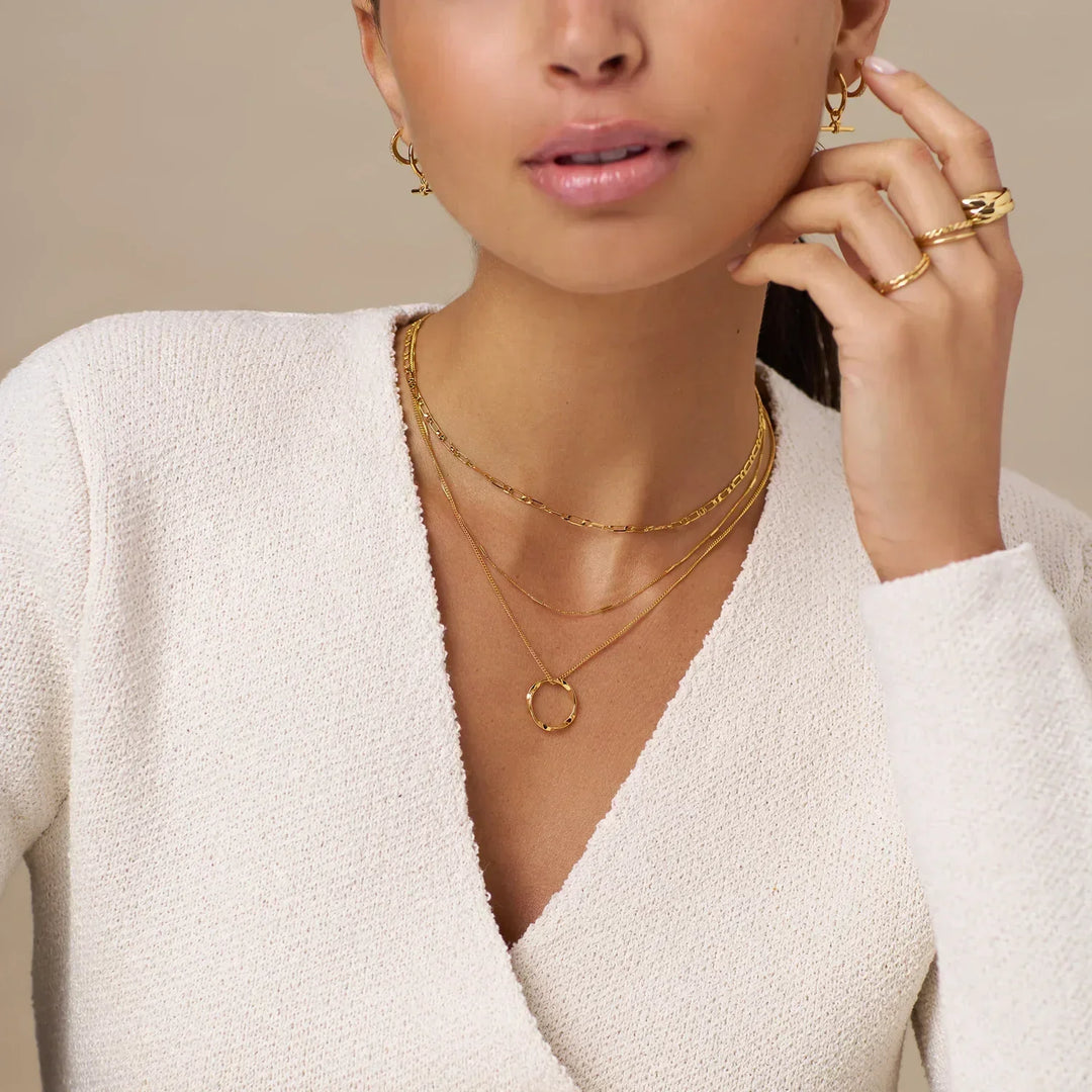 Circa™ | Three-Row Necklace with Open Circle in Gold