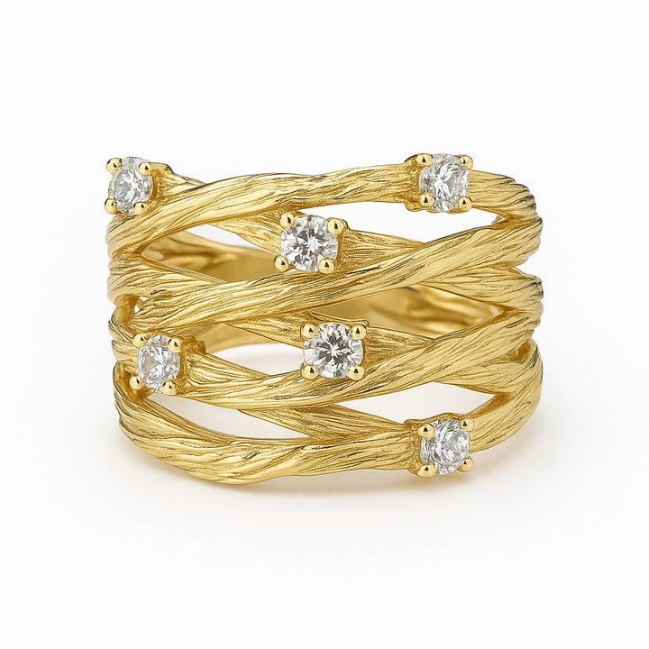 Zarnia™ | Golden Crystal Ring for Women
