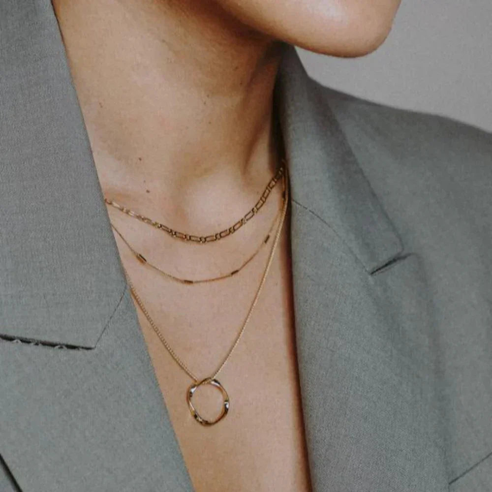 Circa™ | Three-Row Necklace with Open Circle in Gold