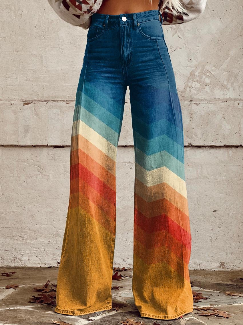 Estella | Retro Chevron Wide Leg Pants