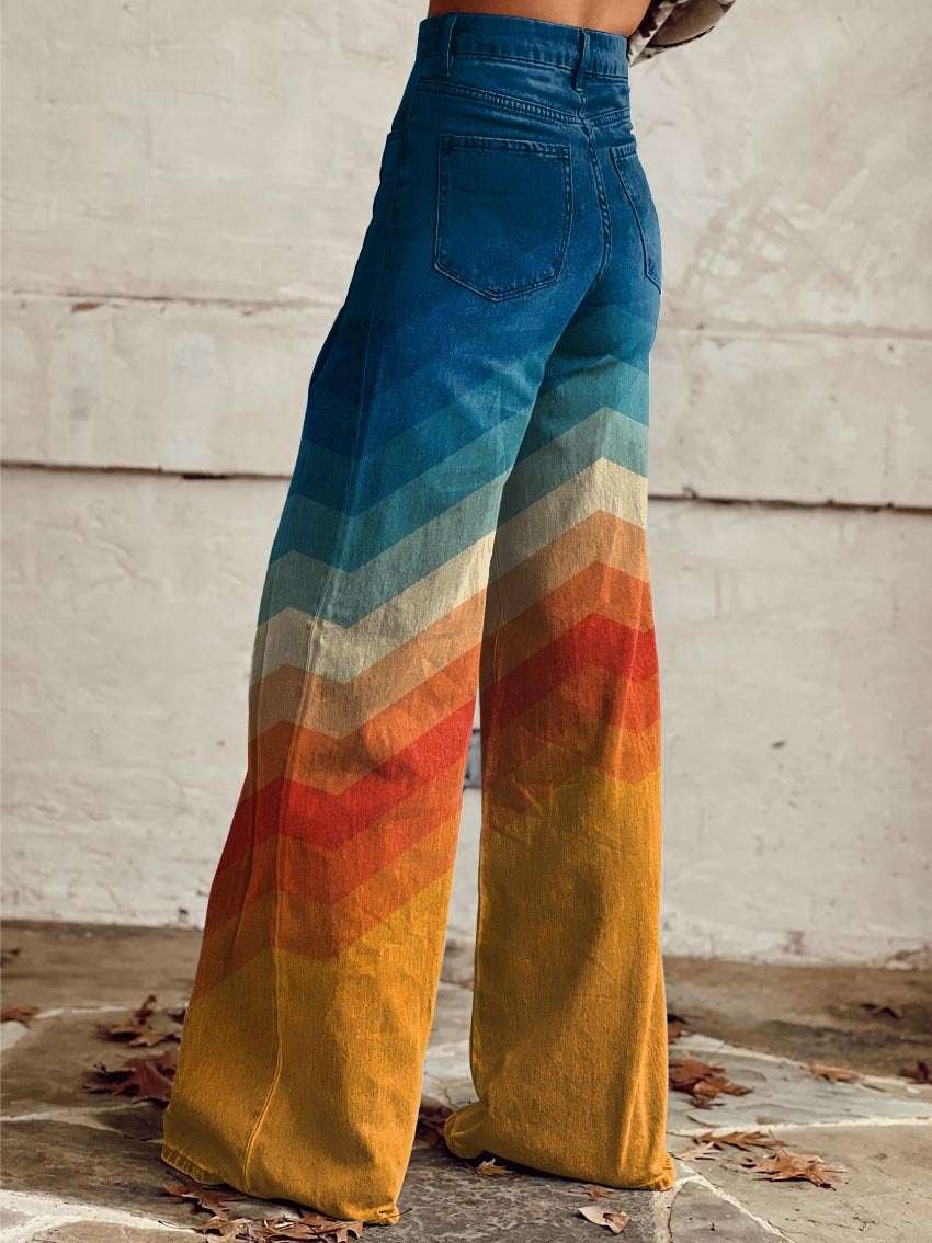 Estella | Retro Chevron Wide Leg Pants