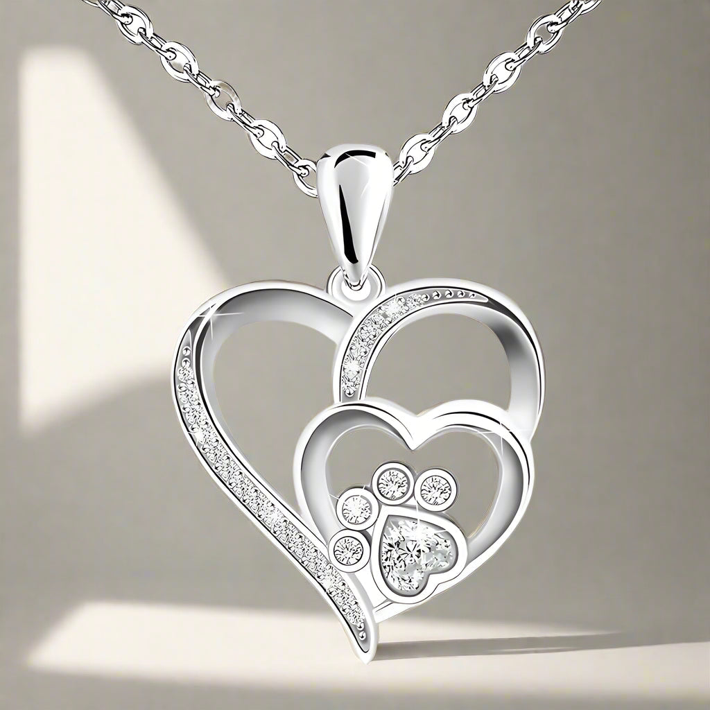Inolt™ | Paw and Heart Necklace in Silver